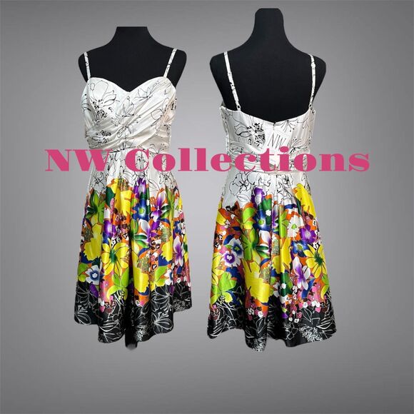 NW Collections Mutlicolored Floral Dress Size 10 NWT - Picture 1 of 14